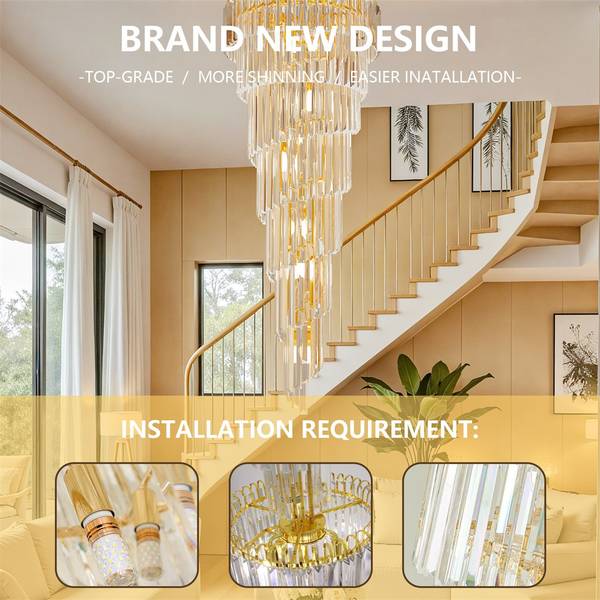 Kronleuchter Aurora Gold - Eisen - Kristallglas - 50 x 160 x 50 cm