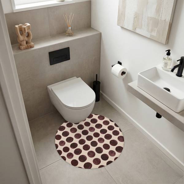 BADEMATTE Punkte Rot - Microfaser - 70 x 70 x 1 cm