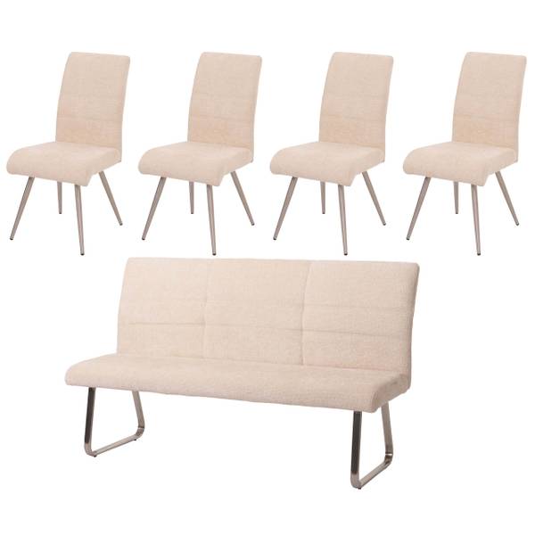 Esszimmer-Set G55 (5-teilig) Beige - Textil - 180 x 99 x 65 cm