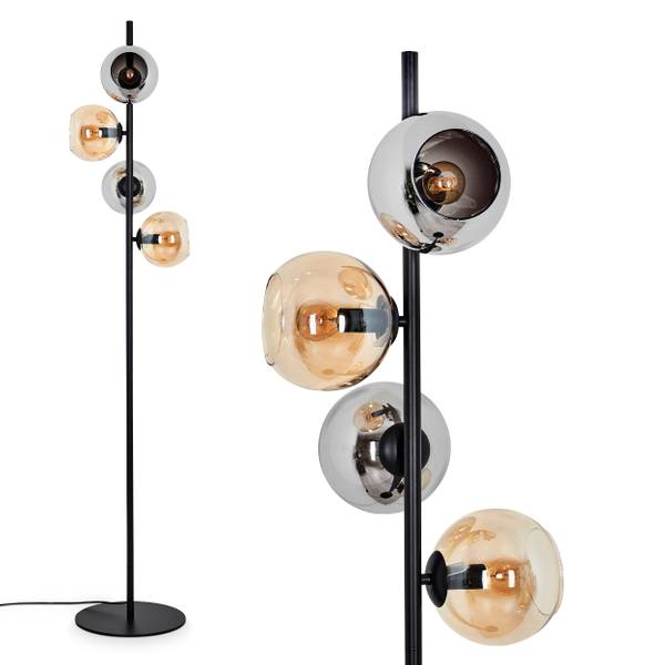Stehlampe Cesaro Braun - Grau - Silber - Metall - 17 x 160 x 69 cm