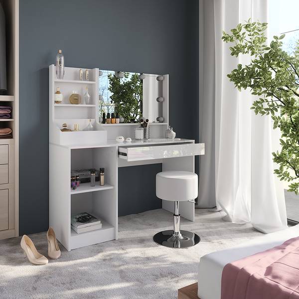 Coiffeuse Sherry 57583 Blanc - Bois manufacturé - 120 x 76 x 51 cm
