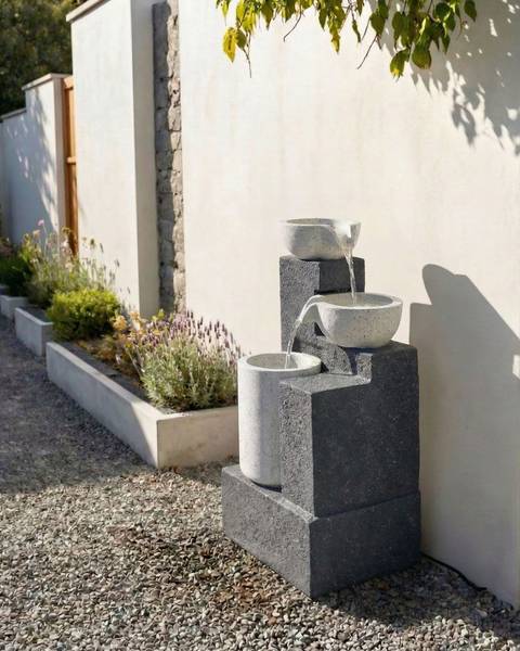 Gartenbrunnen NAGAMI Grau - Harz - 30 x 62 x 25 cm