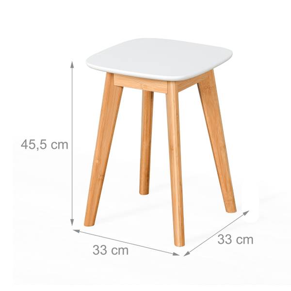 Esszimmerhocker im 2er Set Braun - Weiß - Bambus - Holzwerkstoff - 33 x 46 x 33 cm
