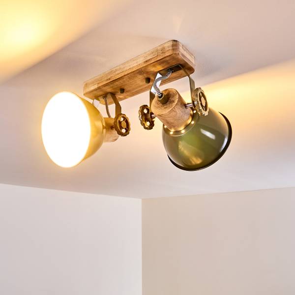 Deckenleuchte Cotes Grün - 16 x 23 x 32 cm - Flammenanzahl: 2 - Metall - Durchmesser Lampenschirm: 145 cm