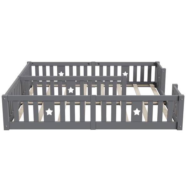 Bettrahmen HF089 Grau - Massivholz - 188 x 40 x 206 cm