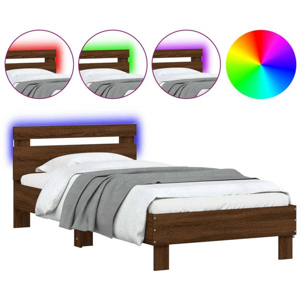 Bettgestell mit Kopfteil und LED X916 Braun