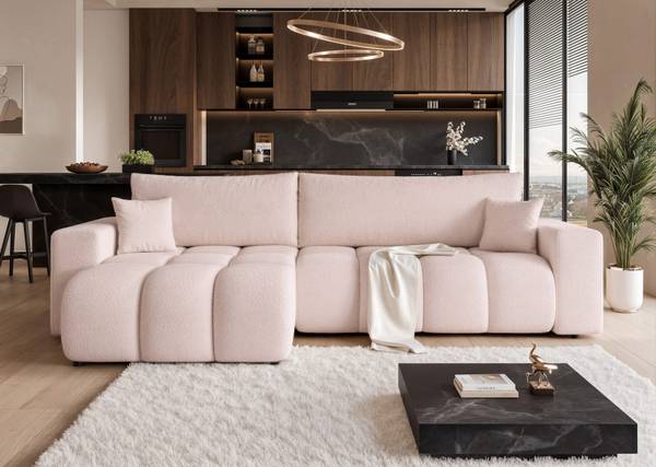 Polsterecksofa OFI mit Schlaffunktion Pink - Holzwerkstoff - 278 x 79 x 145 cm