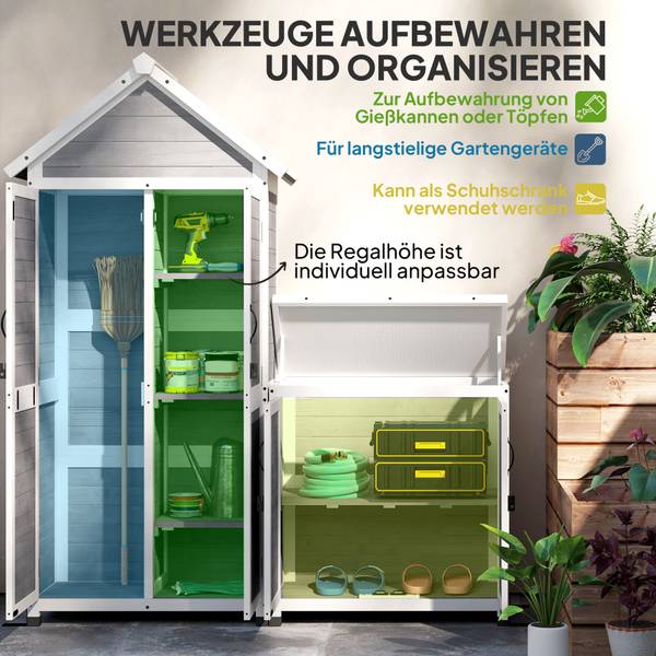 Gartenschrank 2er Set 84H-343V00LG Grau - Tanne - 51 x 182 x 89 cm