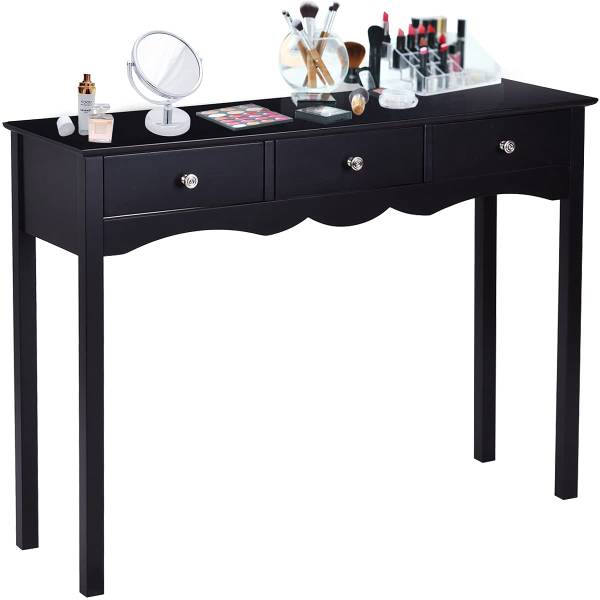 2 in 1 Schminktisch Schreibtisch Schwarz - Holzwerkstoff - 32 x 75 x 100 cm