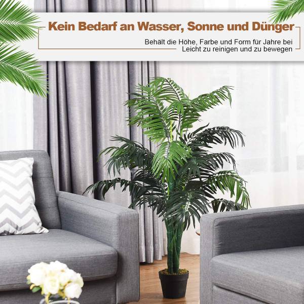 Zimmerpalme Palme Kunstpflanze Grün - Kunststoff - 16 x 110 x 16 cm