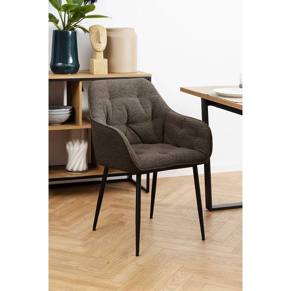 Esszimmerstuhl Brooke 2er Set Grau - Textil - 58 x 83 x 55 cm