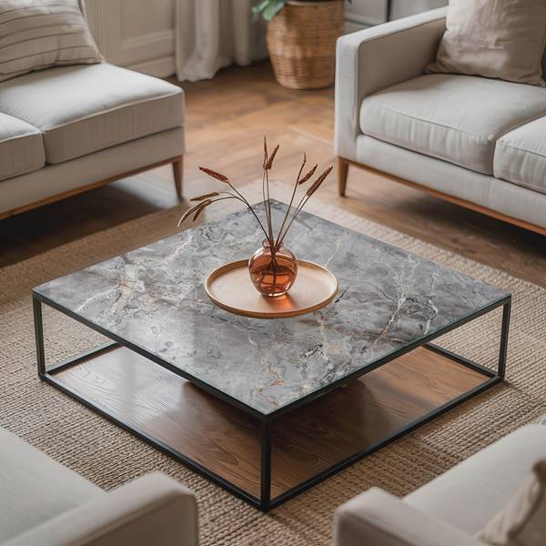 Glasplatte Marmo 60 x 60 cm