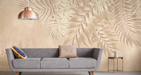 Fototapete tropische Blätter Beton-Optik 368 x 254 x 254 cm