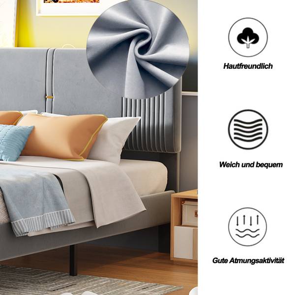 Kinderbett ｜K-250 Grau - Metall - 145 x 113 x 200 cm