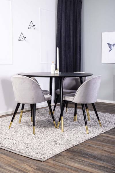 Essgruppe Dipp 2 (5-teilig) Glas Schwarz - Hochglanz Schwarz