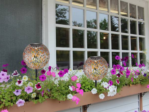 2er Set Solarkugeln Garten, Metall Ø18cm Gold - Silber - Metall - 18 x 54 x 18 cm