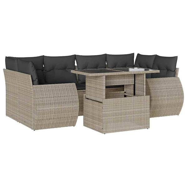Garten-Lounge-Set 3036841-1 7-teilig Grau - Polyrattan - 62 x 69 x 62 cm