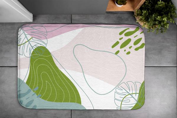 Badteppich Geometrische Abstraktion Grün - Polyester - 75 x 45 x 75 cm