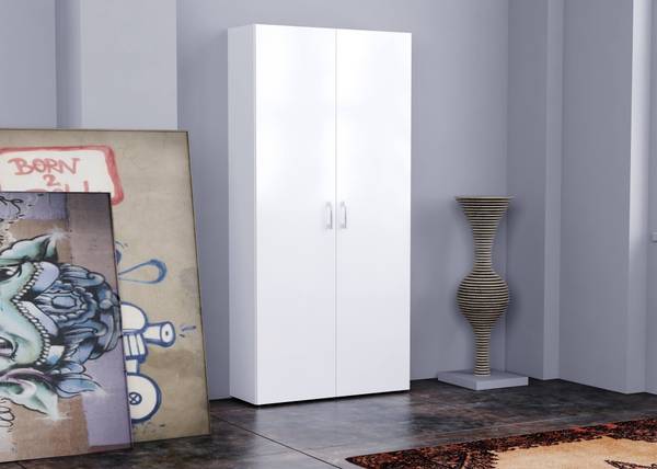 Schuhschrank Simone Weiß - Holzwerkstoff - 33 x 190 x 91 cm