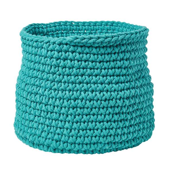 Gestrickter Aufbewahrungskorb runder Türkis