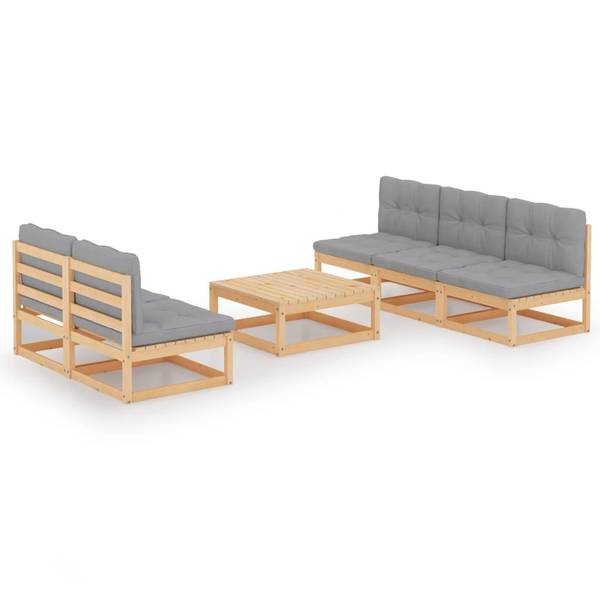 Loungeset 3009877 (6-delig) bruin - polyester - grenenhout - 70 x 67 x 70 cm