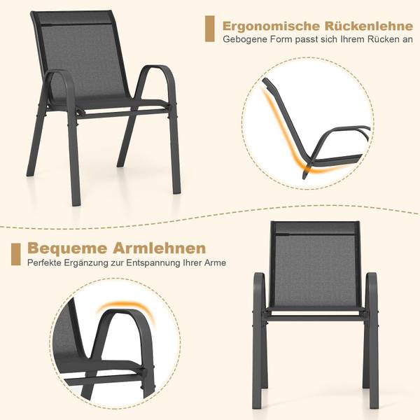 Gartenstühle ZB33718PW-6DE(4er Set) Schwarz - Metall - 70 x 84 x 56 cm