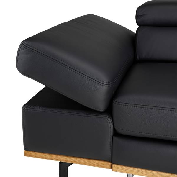 Wohnlandschaft CARMEN LINKS Schwarz - Lederfaserstoff - Textil - Holz teilmassiv - 292 x 72 x 226 cm