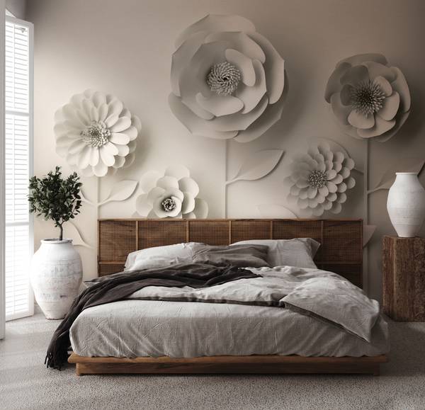 Blumentapete 3D Grafisch Beige kaufen