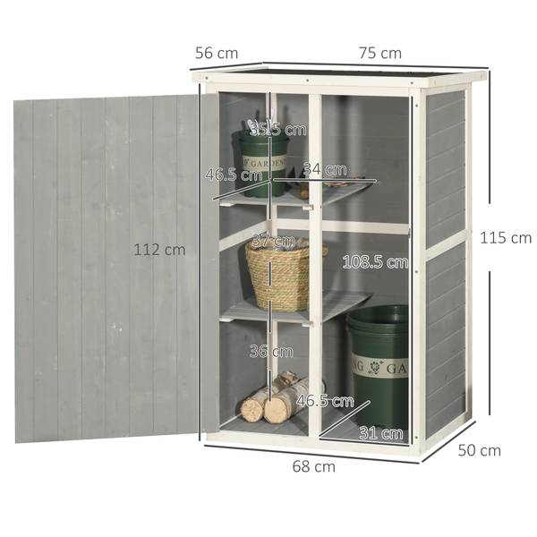 Gerätehaus BB5601 Schwarz - Massivholz - 56 x 115 x 75 cm