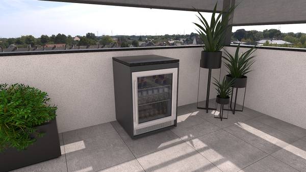 Outdoorküchenelement mit Kühlschrank EL Grau - Edelstahl - 63 x 95 x 64 cm