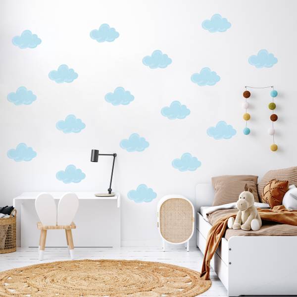 Wandtattoos WOLKEN 20‑er Set Blau - 60 x 30 x 30 cm