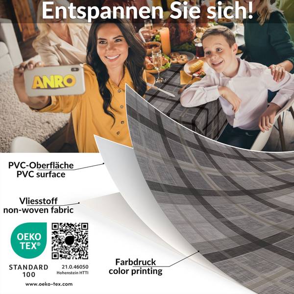 Tischdecke Rustikal Karo mit SAUM Tiefe: 140 cm