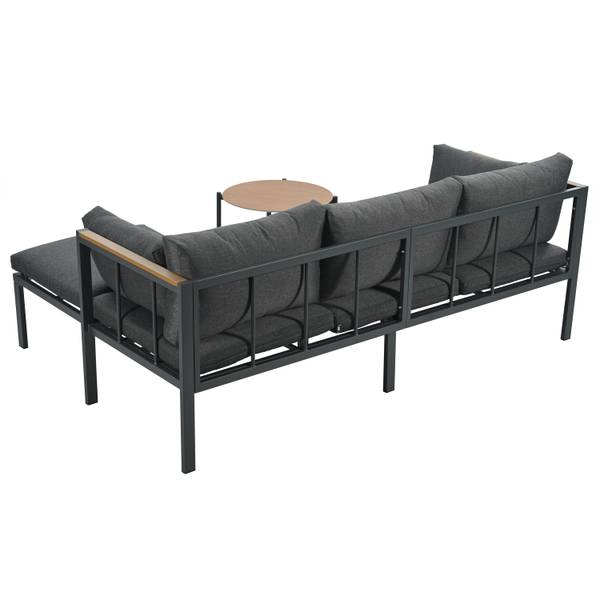 Gartenmöbel-Set WoodyMeta 3-teilig Grau - Glas - Metall - Kunststoff - 183 x 63 x 121 cm