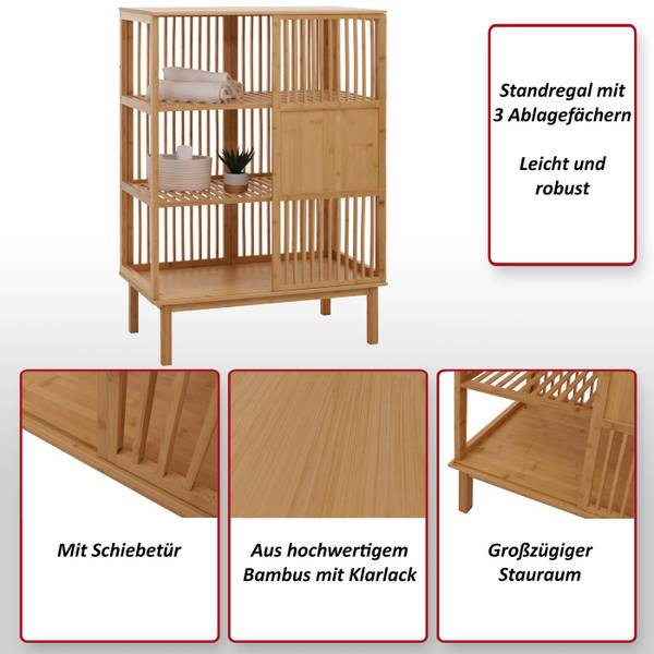 Standregal N81 Braun - Bambus - Holzwerkstoff - 80 x 115 x 45 cm