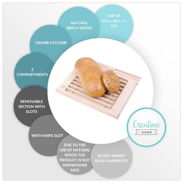 Brotschneidebrett Krümel Braun - Holz teilmassiv - 29 x 2 x 36 cm