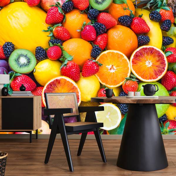 Fototapete Citrus Früchte Orangen Kiwi 100 x 70 x 70 cm