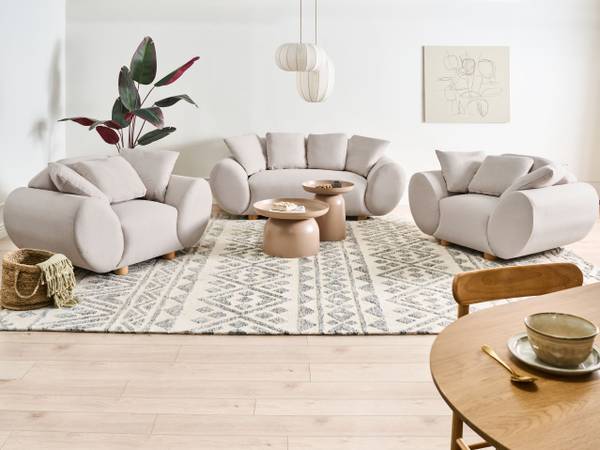 Sitzgruppe RINGEL 3-tlg Beige - Braun - Textil - 87 x 75 x 87 cm