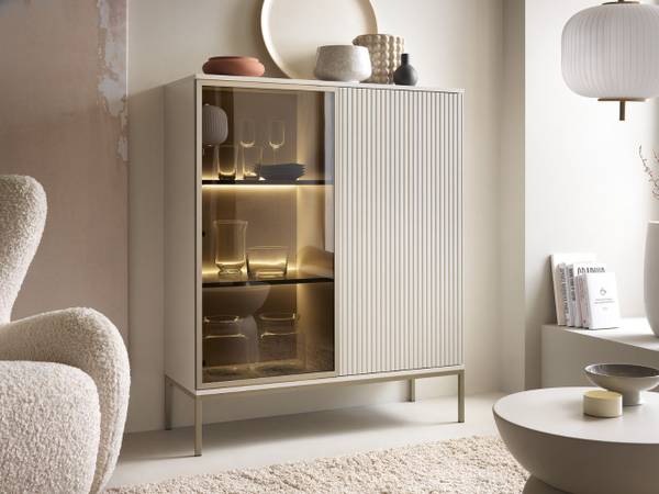 Vitrinenschrank DEO Beige - ABS - 104 x 126 x 39 cm