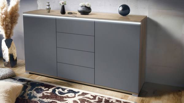 Sideboard Faro V1 Eiche Evoke Anthrazit - Eiche Sanremo Dekor
