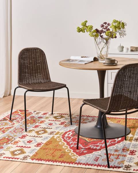 Stuhl ROXTON 2-tlg Schwarz - Braun - Dunkelbraun