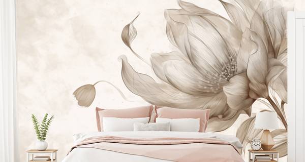 Vlies-Fotobehang NATUURLIJKE Bloem Plant beige - bruin - grijs - vlies - 315 x 210 x 210 cm