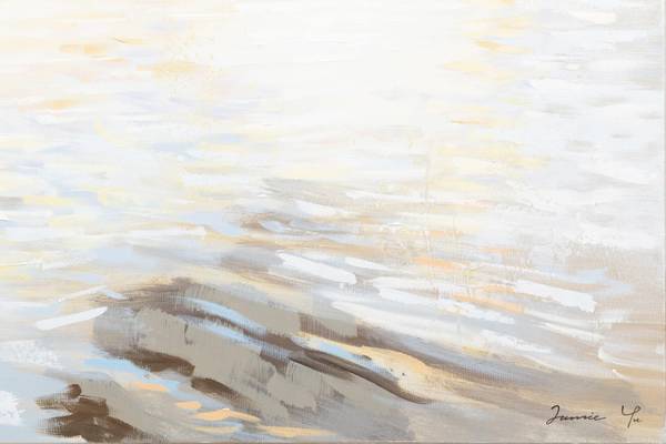 Acrylbild Handgemalt Meer Rol Beige - Baumwollstoff - 100 x 75 x 4 cm