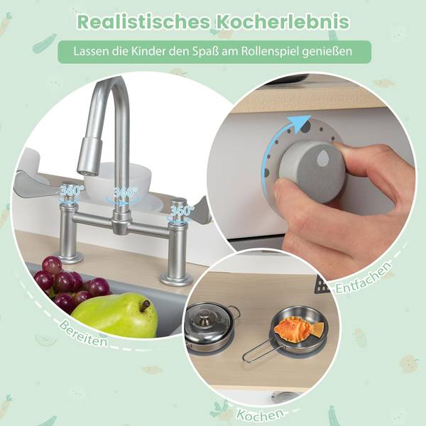 Kinderküche TP10092 Grau - Holzwerkstoff - 53 x 92 x 71 cm