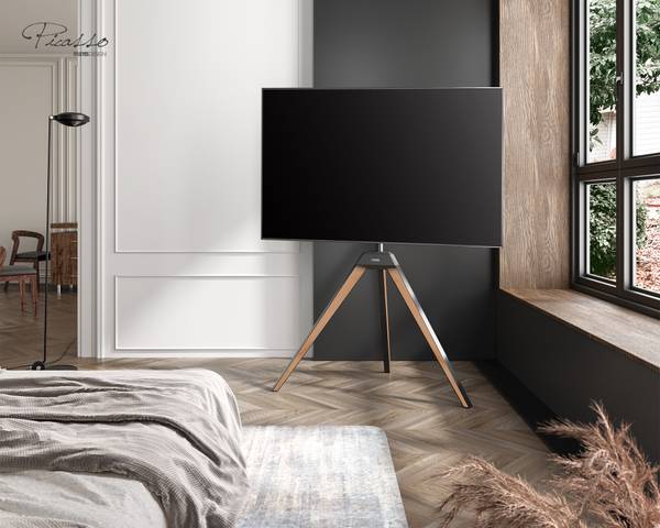 TV Ständer im Staffelei Design Braun - Metall - Massivholz - 52 x 134 x 94 cm