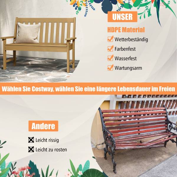 Gartenbank 85263701 Braun - 65 x 132 cm