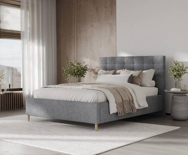 Polsterbett SOMA mit Stauraum Stoff Neve Dunkelgrau - Liegefläche Breite: 140 cm
