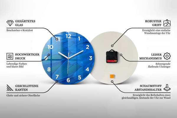 Wanduhr Metallischer Schimmer Grün - Glas - 30 x 30 x 1 cm