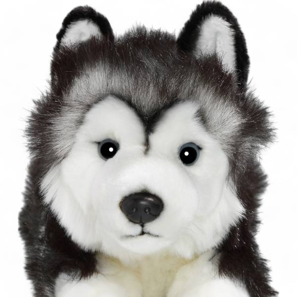 Kuscheltier Husky Schwarz - Kunstfell - 13 x 15 x 32 cm