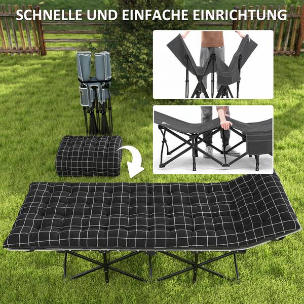 Campingbett A20-517V00BK Schwarz - Textil - 67 x 37 x 190 cm
