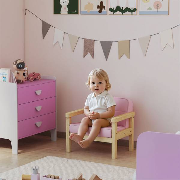 Kindersessel 310-086V00PK Pink - Cord - 44 x 45 x 47 cm